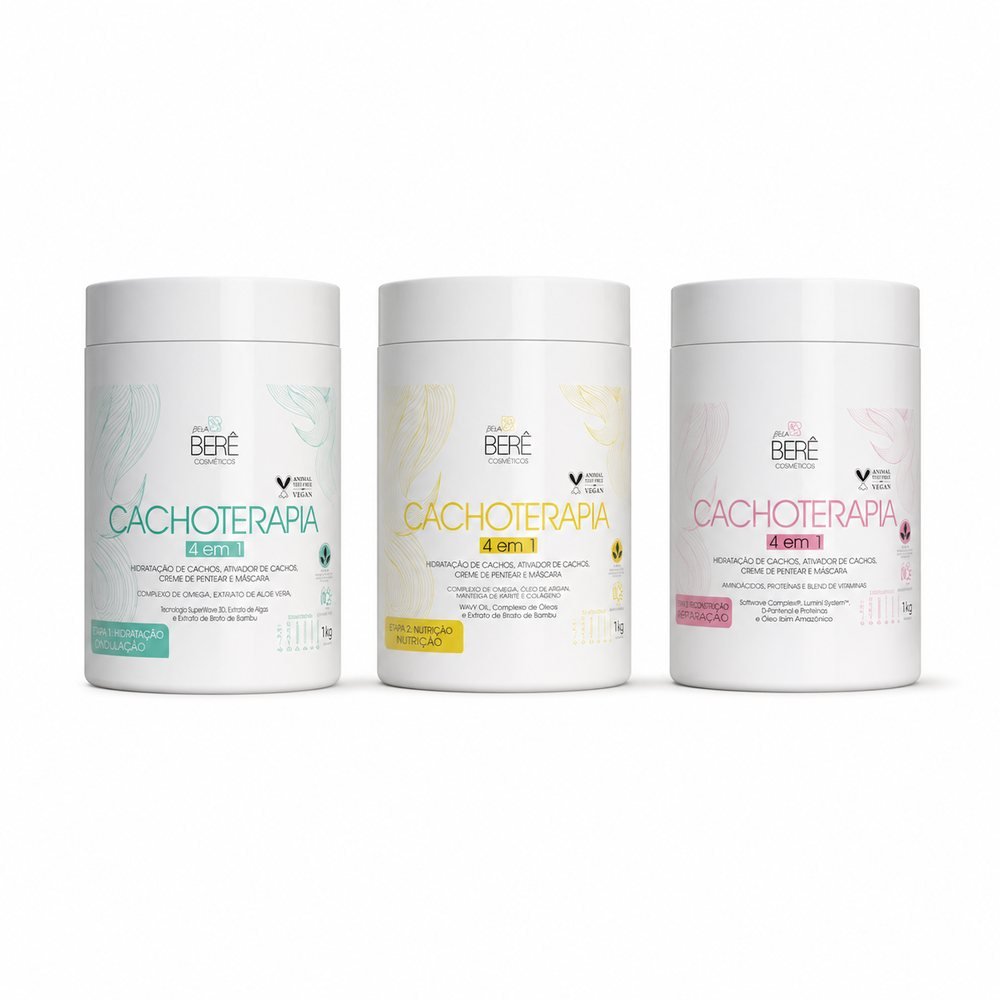 Kit Cachoterapia 4 em 1 — Hidratação, Nutrição e Reconstrução